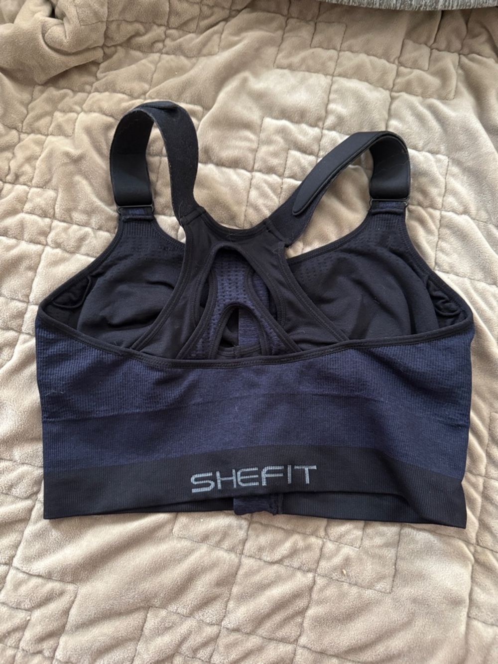 SHEFIT Navy Front-Zip High-Support Sports Bra with Wide Straps - Picture 2 of 3